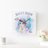 人魚の扉の看板 スクエア壁時計 (ホーム)