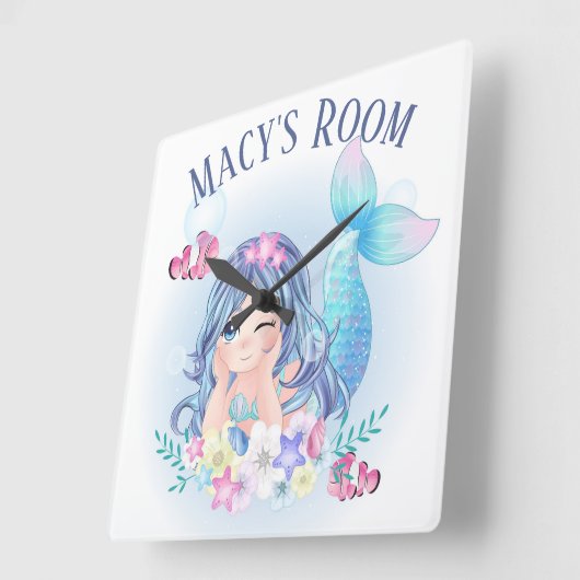 人魚の扉の看板 スクエア壁時計 (傾斜)