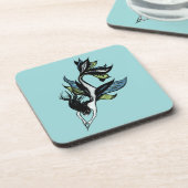 人魚の手描きインクアート コースター (左側)