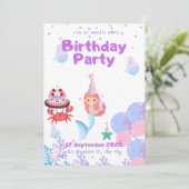 人魚の招待カードのサラの誕生日 招待状 (スタンド正面)
