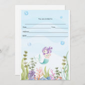 人魚の招待状 水彩画を埋め込む 招待状 (正面/裏面)