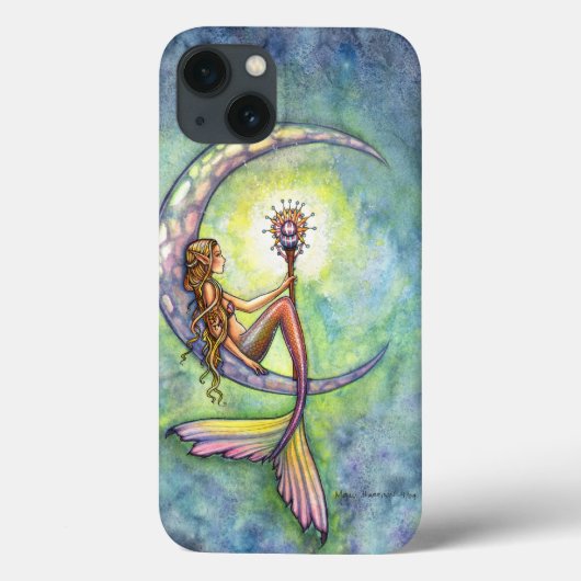 人魚の月ファンタジーイラスト Case-Mate iPhoneケース (裏面)