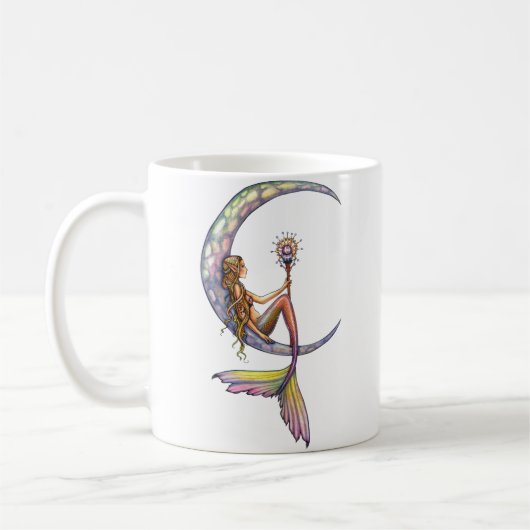 人魚の月 ファンタジーアート コーヒーマグカップ (左)