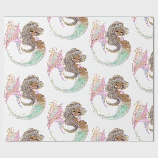 人魚の未来ママ赤ちゃんシャワー。海の下。 ラッピングペーパー (フラット)