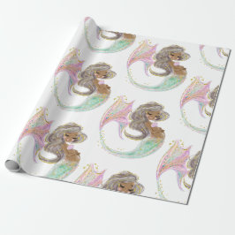 人魚の未来ママ赤ちゃんシャワー。海の下。 ラッピングペーパー