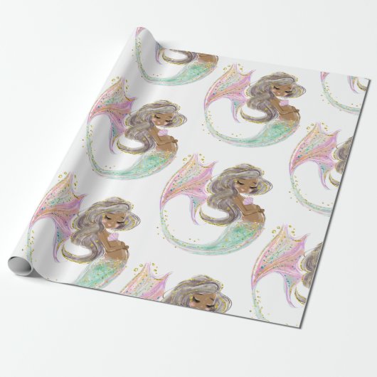 人魚の未来ママ赤ちゃんシャワー。海の下。 ラッピングペーパー (アンロールド)
