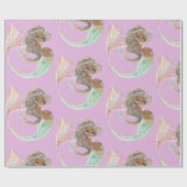 人魚の未来ママ赤ちゃんシャワー。海の下。ワラ ラッピングペーパー (フラット)