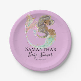 人魚の未来ママ赤ちゃんシャワー。海の下。Pa ペーパープレート