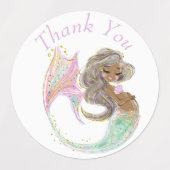 人魚の未来ママ赤ちゃんシャワー。海中で ラベル (デザイン1)