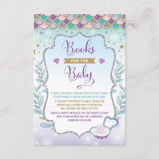 人魚の本を持ってきて 海の中の赤ちゃんの女の子カード エンクロージャーカード (正面)