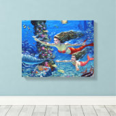 人魚の母とベビー キャンバスプリント (インサイチュ (ウッドフロア))