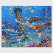 人魚の母とベビー ラッピングペーパー (フラット)