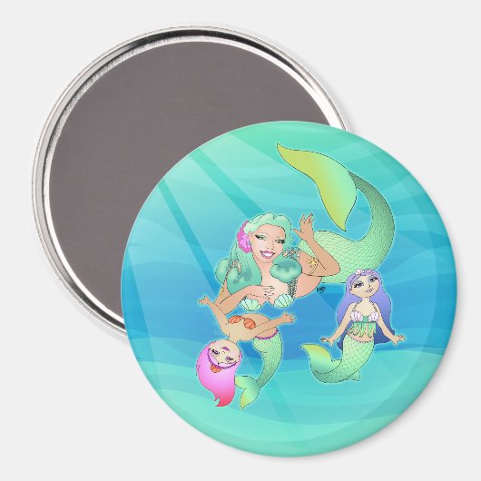 人魚の母と娘の磁石 マグネット (正面/裏面)