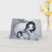 「人魚の母と子」グリーティングカード カード (黄色い花)