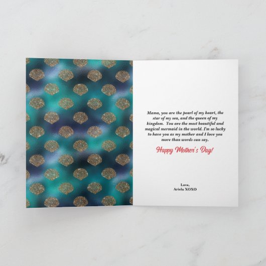 人魚の母の日の美しいメッセージ シーズンカード (内部)