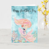 人魚の母の日　赤ちゃんと一緒に カード (黄色い花)