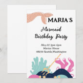 人魚の水中誕生日パーティー 招待状 (正面/裏面)
