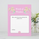 人魚の水彩ベビーシャワー。賢いピンク 招待状 (スタンド正面)