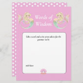 人魚の水彩ベビーシャワー。賢いピンク 招待状 (正面/裏面)