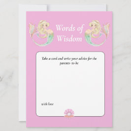 人魚の水彩ベビーシャワー。賢いピンク 招待状