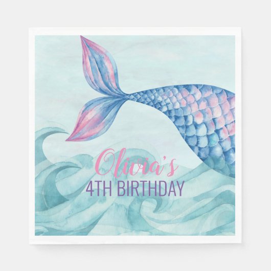 人魚の水彩生誕祭 スタンダードランチョンナプキン (正面)