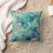人魚の水彩画 クッション (ブランケット)