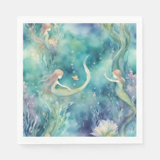 人魚の水彩画 スタンダードランチョンナプキン