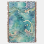 人魚の水彩画  スローブランケット (正面縦)