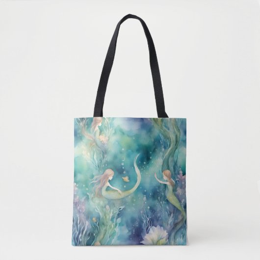 人魚の水彩画 トートバッグ (正面)