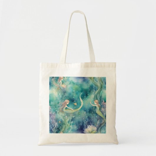 人魚の水彩画 トートバッグ (正面)