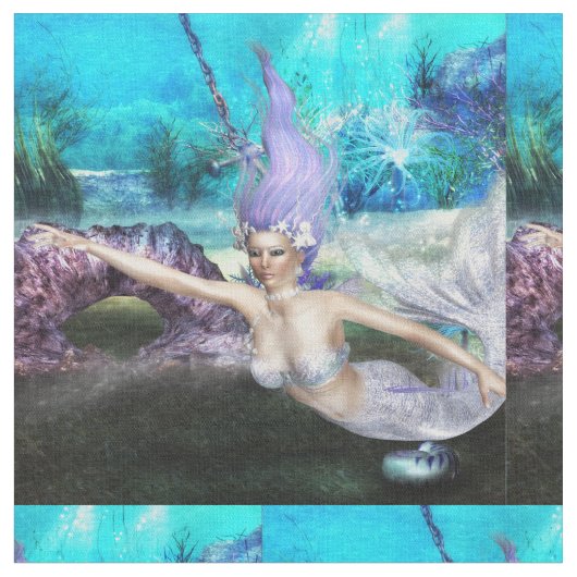 人魚の水泳 ファブリック (クローズアップ)