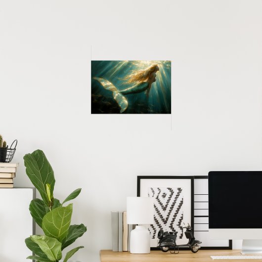 人魚の油絵 ポスター (ホームオフィス)