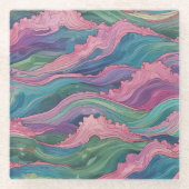 人魚の波 ガラスコースター (正面)