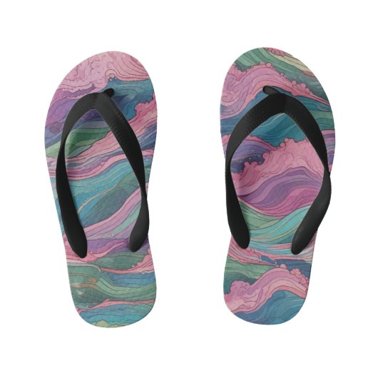 人魚の波 キッズビーチサンダル (フットベッド)