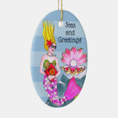 人魚の海とあいさつパーソナライズされた メタルオーナメント (右)