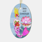 人魚の海とあいさつパーソナライズされた メタルオーナメント (左)