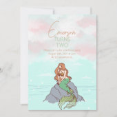 人魚の海のおとぎ話の誕生日 招待状 (正面)