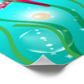 人魚の海のビーチの誕生日パーティーのバナー ポスター (角)