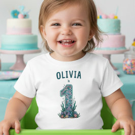 人魚の海の下の最初の誕生日 ベビーTシャツ