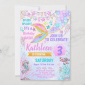 人魚の海の下の誕生日招待状 招待状 (正面)