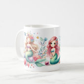 人魚の海の下の1歳の誕生日写真プレゼント コーヒーマグカップ (正面左)