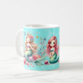 人魚の海の下 1歳の誕生日写真記念品 コーヒーマグカップ (正面左)