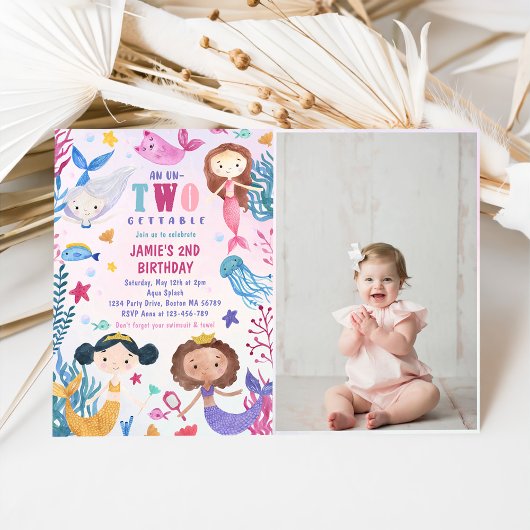 人魚の海の下 2歳の誕生日パーティーの写真 招待状