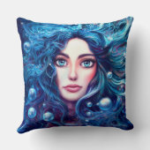 人魚の海の女神ニンフサイレンブルー水中 クッション (裏面)