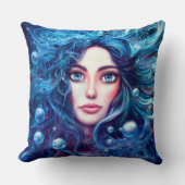 人魚の海の女神ニンフサイレンブルー水中 クッション (正面)