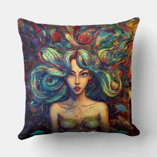人魚の海の女神ニンフ・サイレン水中アート クッション (裏面)