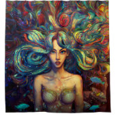 人魚の海の女神ニンフ・サイレン水中アート シャワーカーテン (正面)