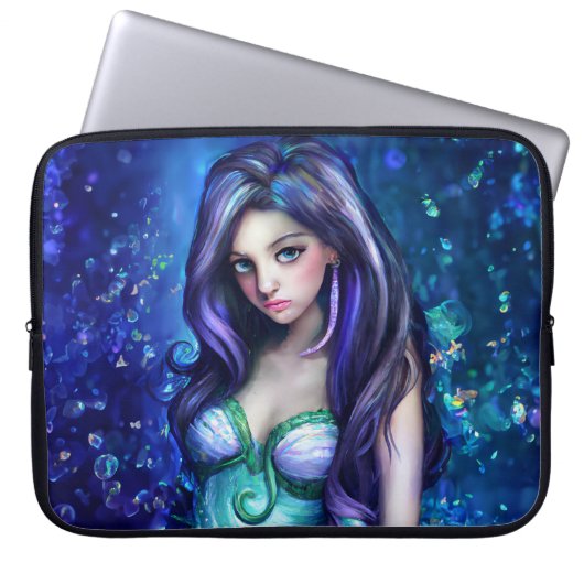 人魚の海の女神ニンフ・サイレン水中アート ラップトップスリーブ (正面)