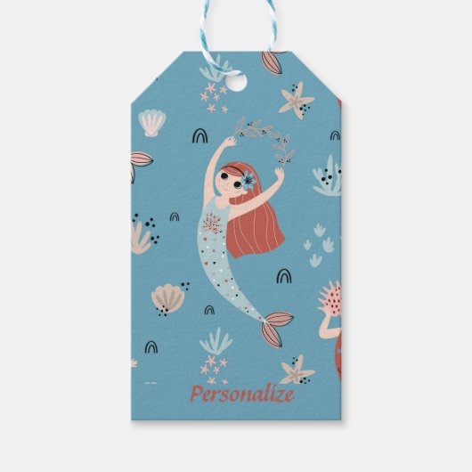 人魚の海の子供の誕生日パーティー ギフトタグ (正面)