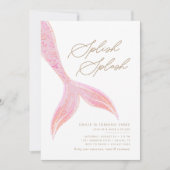 人魚の海の少女たちのかわいいピンクの誕生日 招待状 (正面)